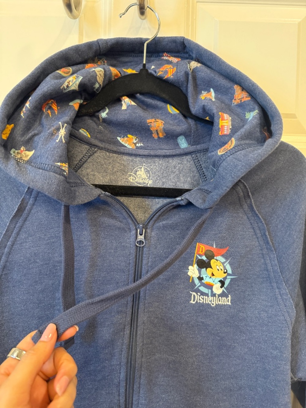 Disneyland Blue Zip-Up Hoodie with Mickey Print and embroidered back - Picture 5 of 12